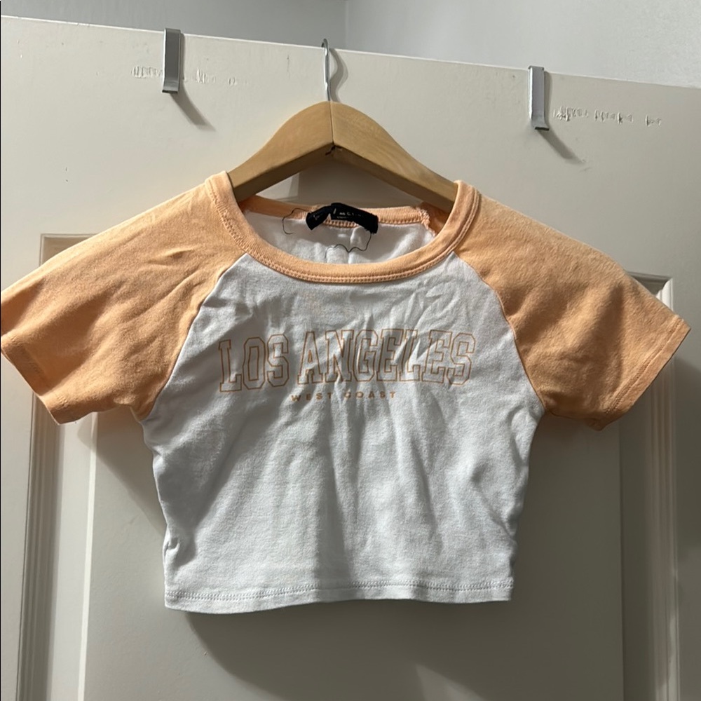 Los Angeles Peach and White Raglan Top
